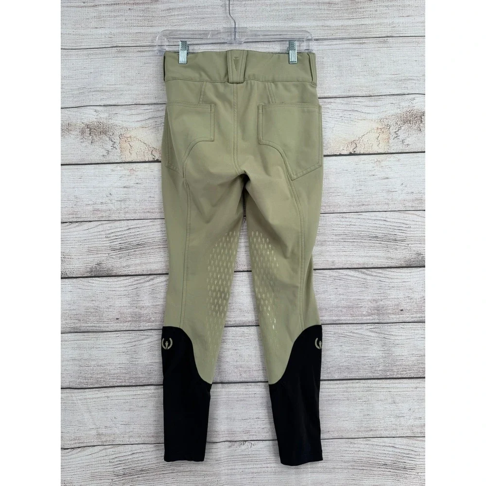 Kerrits Equestrian Breeches Women XS Tan Black Silicone Grip Knee Patch Pants